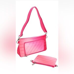 Think Royln Bank Street XL Crossbody w/ Pouch Bundle Fuchsia Ombre NWT